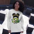 One Lucky Kid Messy Bun Shamrock St Patricks Day Unisex Long Sleeve Gifts for Her