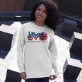 Peace Love America Flag Sunflower 4Th Of July Memorial Day Long Sleeve T-Shirt Gifts for Her