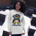 Proud Mom Lgbt Gay Pride Messy Bun Rainbow Lgbtq Long Sleeve T-Shirt T-Shirt Gifts for Her
