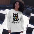 Rainbow Ally Cat Lgbt Gay Pride Flag Heart Long Sleeve T-Shirt T-Shirt Gifts for Her
