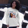 Red Goldendoodle Happy Independence Day 4Th Of July American Flag Long Sleeve T-Shirt T-Shirt Gifts for Her