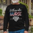 American Flag Stethoscope Orthopedic Nurse Scrub 4Th Of July Long Sleeve T-Shirt Gifts for Old Men