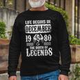December 1980 Birthday Life Begins In December 1980 Long Sleeve T-Shirt Gifts for Old Men