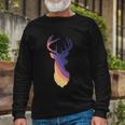 Deer Groovy Stripes Deer Head Long Sleeve T-Shirt Gifts for Old Men