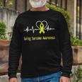 Ewings Sarcoma Awareness Heartbeat Yellow Ribbon Ewings Sarcoma Ewings Sarcoma Awareness Unisex Long Sleeve Gifts for Old Men