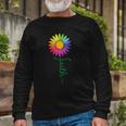 Faith Cross Flower Rainbow Christian Long Sleeve T-Shirt T-Shirt Gifts for Old Men