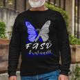 Fasd Awareness Butterfly Blue And Grey Ribbon Fetal Alcohol Spectrum Disorder Fetal Alcohol Spectrum Disorder Awareness Unisex Long Sleeve Gifts for Old Men