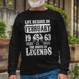 February 1963 Birthday Life Begins In February 1963 Long Sleeve T-Shirt Gifts for Old Men