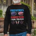 Fireworks Director If I Run You Run 4Th Of July Boys Long Sleeve T-Shirt Gifts for Old Men