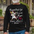 Friends Dont Let Friends Fight Brain Cancer Alone Unicorn Grey Ribbon Brain Cancer Brain Cancer Awareness V2 Unisex Long Sleeve Gifts for Old Men