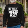Gender Is A Social Construct Agender Bigender Trans Pronouns Long Sleeve T-Shirt T-Shirt Gifts for Old Men