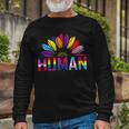 Human Lgbtq Month Pride Sunflower Long Sleeve T-Shirt Gifts for Old Men
