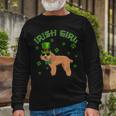 Irish Girl Leprechaun Poodle Dog St Patricks Day Kids Unisex Long Sleeve Gifts for Old Men