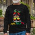 Juneteenth Outfit Messy Bun Eye Glasses Long Sleeve T-Shirt Gifts for Old Men