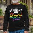 Mens 1 Worlds Gayest Dad Funny Fathers Day Lgbt Pride Rainbow 14 Shirt Unisex Long Sleeve Gifts for Old Men