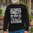 October 1953 Birthday Life Begins In October 1953 Long Sleeve T-Shirt Gifts for Old Men