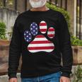 Patriotic Dog Paw Print For 4Th Of July Long Sleeve T-Shirt Gifts for Old Men