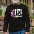 Peace Love Freedom America Usa Flag Sunflower Long Sleeve T-Shirt T-Shirt Gifts for Old Men