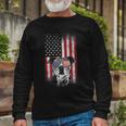 Pitbull American Flag 4Th Of July Pitbull Dad Mom Dog Lover V2 Long Sleeve T-Shirt Gifts for Old Men