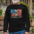 Pitbull Dad American Pit Bull Dog Us Flag 4Th Of July Long Sleeve T-Shirt T-Shirt Gifts for Old Men