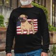 Pug Dad & Mom American Flag 4Th Of July Usa Pug Lover Long Sleeve T-Shirt Gifts for Old Men