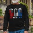 Red White & Beer 4Th Of July Wine Red White Blue Beer Long Sleeve T-Shirt Gifts for Old Men