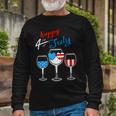 Red Wine Blue 4Th Of July Wine Red White Blue Wine Glasses V4 Unisex Long Sleeve Gifts for Old Men