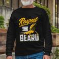 Respect The Beard Pogona & Bearded Dragon Long Sleeve T-Shirt Gifts for Old Men