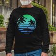 Retro Water Sport Surfboard Palm Tree Sea Tropical Surfing Long Sleeve T-Shirt T-Shirt Gifts for Old Men