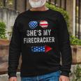 Shes My Firecracker His And Hers 4Th July Matching Couples Long Sleeve T-Shirt Gifts for Old Men