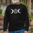 Triple Moon Goddess Wicca Pentacle Long Sleeve T-Shirt Gifts for Old Men