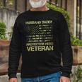 Veteran Husband Daddy Protector Hero Veteran American Flag Vintage Dad 2 Navy Soldier Army Military Long Sleeve T-Shirt Gifts for Old Men