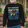 Vintage Veteran Mom My Heroes Dont Wear Capes Army Boots T-Shirt Long Sleeve T-Shirt Gifts for Old Men