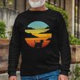 Westie West Highland White Terrier Retro Vintage Sunset Dog Long Sleeve T-Shirt Gifts for Old Men