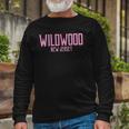 Wildwood New Jersey Nj Vintage Text Pink Print Long Sleeve T-Shirt T-Shirt Gifts for Old Men