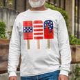 4Th Of July Popsicles Usa Flag Independence Day Patriotic Long Sleeve T-Shirt Gifts for Old Men