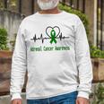 Adrenal Cancer Awareness Heartbeat Green Ribbon Adrenal Cancer Adrenal Cancer Awareness Unisex Long Sleeve Gifts for Old Men