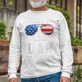 All American Dad Usa Flag Sunglasses 4Th Of July Dad Long Sleeve T-Shirt Gifts for Old Men