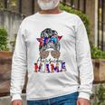 American Mama Usa Patriot Flag Tie Dye 4Th Of July Messy Bun Long Sleeve T-Shirt T-Shirt Gifts for Old Men