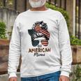 All American Mimi Messy Bun Matching 4Th Of July Mom Long Sleeve T-Shirt Gifts for Old Men