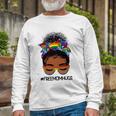 Black Free Mom Hugs Messy Bun Lgbtq Lgbt Pride Month Long Sleeve T-Shirt T-Shirt Gifts for Old Men