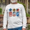 Country Farm Canning Ball Jars Sunflower God Bless America Long Sleeve T-Shirt T-Shirt Gifts for Old Men