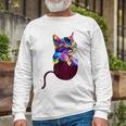 Cute Cat Gift For Kitten Lovers Colorful Art Kitty Adoption Unisex Long Sleeve Gifts for Old Men