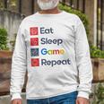 Eat Sleep Game Repeat Unisex Long Sleeve Gifts for Old Men