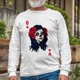 Halloween Sugar Skull With Red Floral Halloween By Mesa Cute Long Sleeve T-Shirt Gifts for Old Men