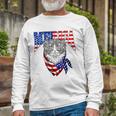 Merica Cat Happy 4Th Of July American Flag Great V-Neck Long Sleeve T-Shirt T-Shirt Gifts for Old Men