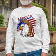 Merica Eagle American Flag Mullet Hair Redneck Hillbilly Long Sleeve T-Shirt T-Shirt Gifts for Old Men