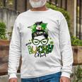 One Lucky Cna Messy Bun Shamrocks St Patricks Day Unisex Long Sleeve Gifts for Old Men