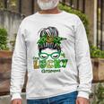 One Lucky Grammy Messy Bun Leopard St Patricks Day Unisex Long Sleeve Gifts for Old Men