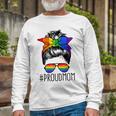 Proud Mom Messy Hair Bun Lgbtq Rainbow Flag Lgbt Pride Ally V3 Long Sleeve T-Shirt Gifts for Old Men